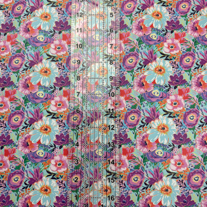 Summer Floral Lambskin Smooth Vinyl Medium Scale Half Yard Roll