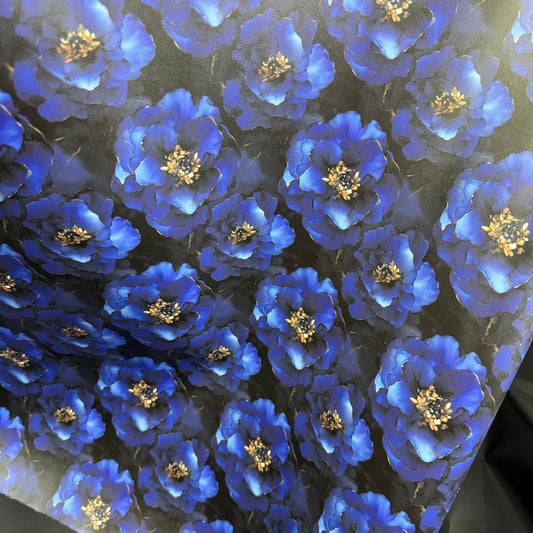 Midnight Floral Lambskin Smooth Vinyl Medium Scale Half Yard Roll