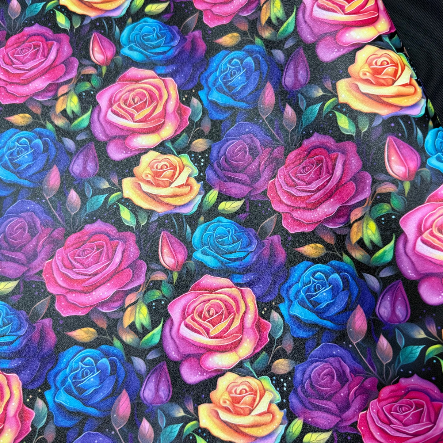 Neon Roses Lambskin Smooth Vinyl Medium Scale Half Yard Roll