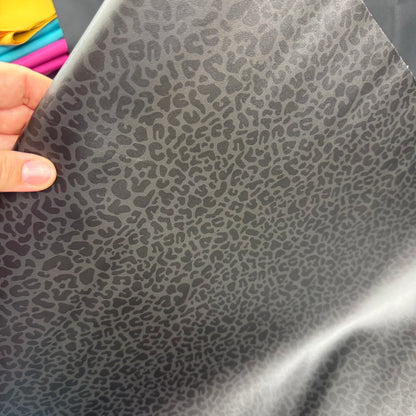 Black Leopard Lambskin Smooth Vinyl Medium Scale Half Yard Roll