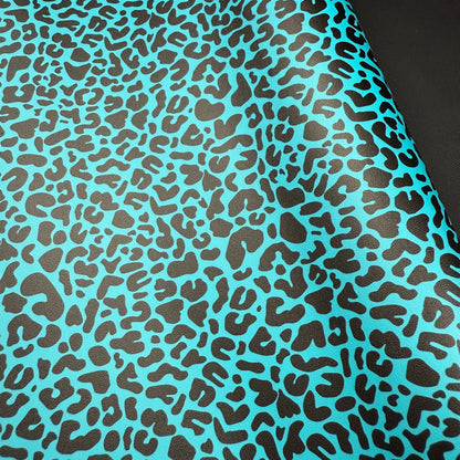 Teal Leopard Lambskin Smooth Vinyl Medium Scale Half Yard Roll