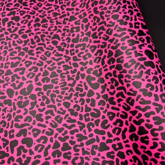Pink Leopard Lambskin Smooth Vinyl Medium Scale Half Yard Roll