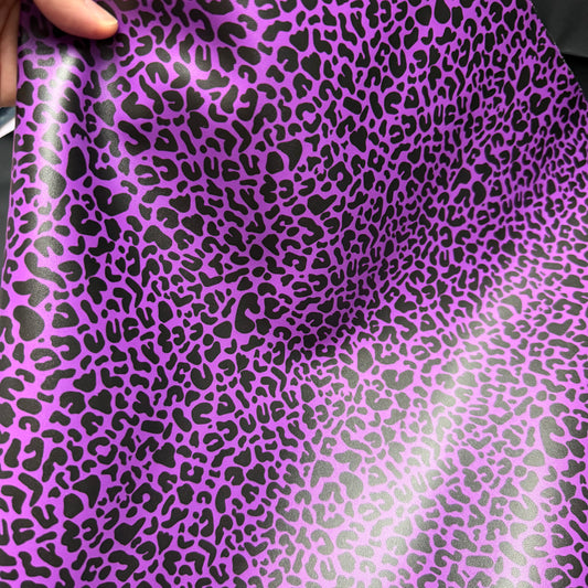 Purple Leopard Lambskin Smooth Vinyl Medium Scale Half Yard Roll