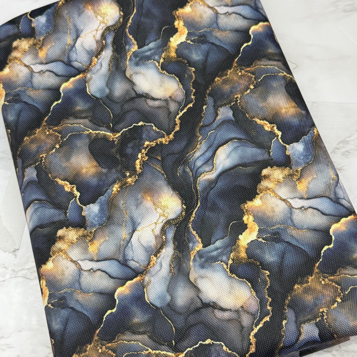 Black Marble 600d Oxford Waterproof Polyester Canvas with PVC Backing H2ONoMo