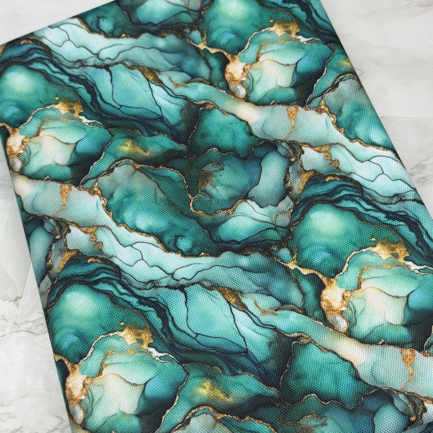 Emerald Marble 600d Oxford Waterproof Polyester Canvas with PVC Backing H2ONoMo