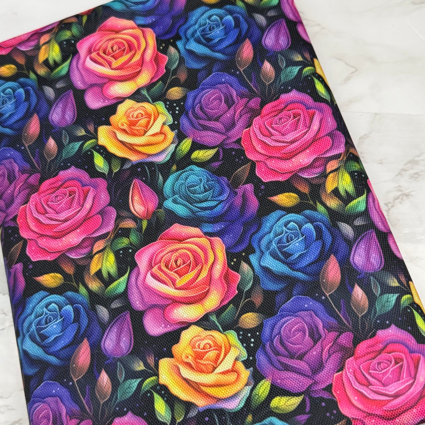 Neon Roses 600d Oxford Waterproof Polyester Canvas with PVC Backing H2ONoMo