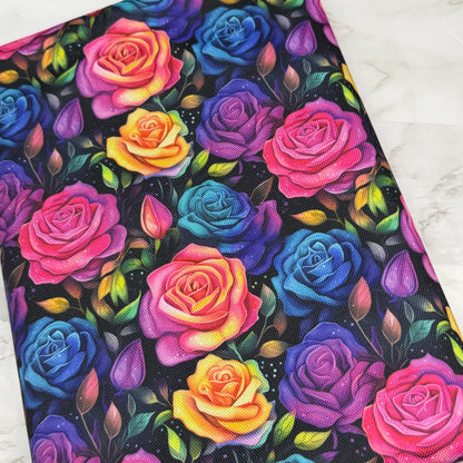 Neon Roses 600d Oxford Waterproof Polyester Canvas with PVC Backing H2ONoMo