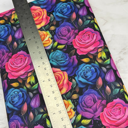 Neon Roses 600d Oxford Waterproof Polyester Canvas with PVC Backing H2ONoMo
