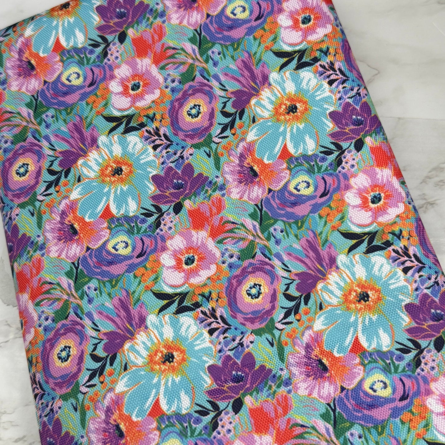 Summer Floral 600d Oxford Waterproof Polyester Canvas with PVC Backing H2ONoMo