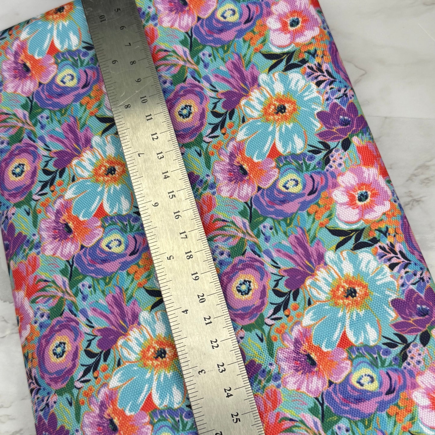 Summer Floral 600d Oxford Waterproof Polyester Canvas with PVC Backing H2ONoMo