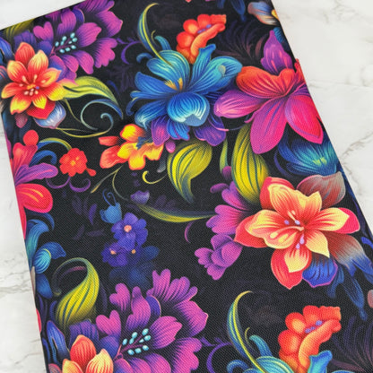 Neon Floral 600d Oxford Waterproof Polyester Canvas with PVC Backing H2ONoMo