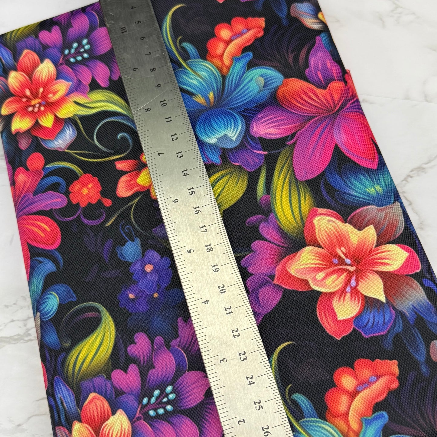 Neon Floral 600d Oxford Waterproof Polyester Canvas with PVC Backing H2ONoMo