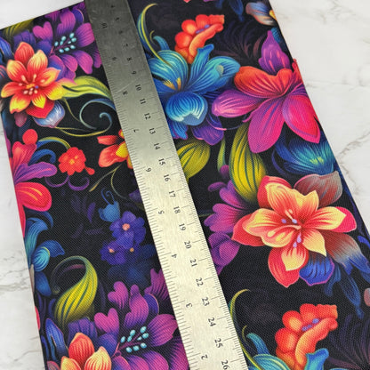 Neon Floral 600d Oxford Waterproof Polyester Canvas with PVC Backing H2ONoMo