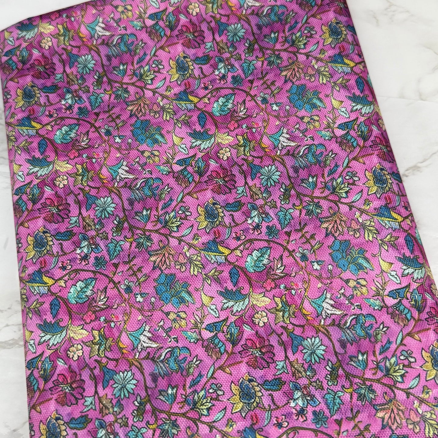 Saree Floral Distressed Style 600d Oxford Waterproof Polyester Canvas with PVC Backing H2ONoMo