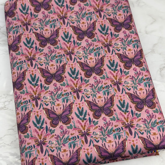 Butterfly Floral 600d Oxford Waterproof Polyester Canvas with PVC Backing H2ONoMo