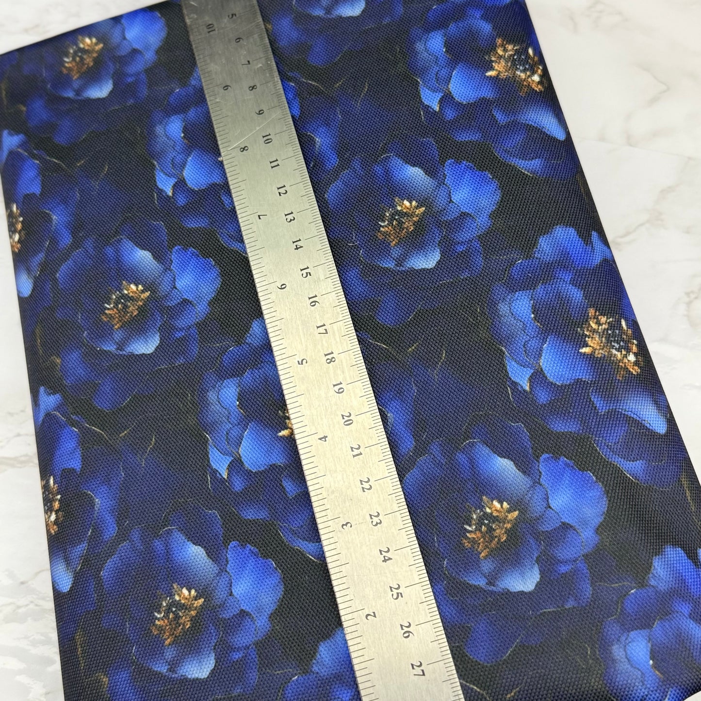 Midnight Floral 600d Oxford Waterproof Polyester Canvas with PVC Backing H2ONoMo