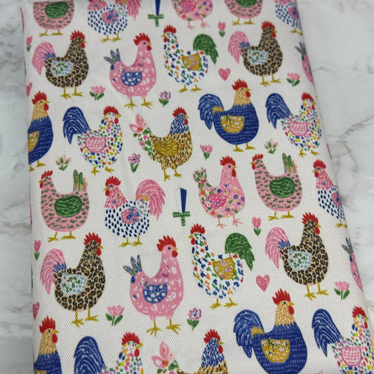 Farm Chickens 600d Oxford Waterproof Polyester Canvas with PVC Backing H2ONoMo