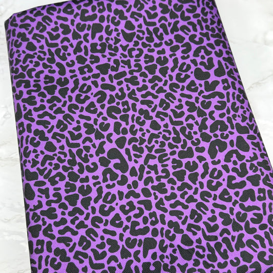Purple Leopard 600d Oxford Waterproof Polyester Canvas with PVC Backing H2ONoMo