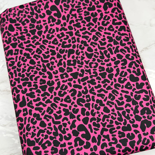 Pink Leopard 600d Oxford Waterproof Polyester Canvas with PVC Backing H2ONoMo