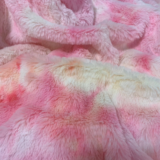 #1 Tie Dye Faux Rabbit Fur Fluffy Plush Two Way Stretch Polyester Fabric SUPER SOFT