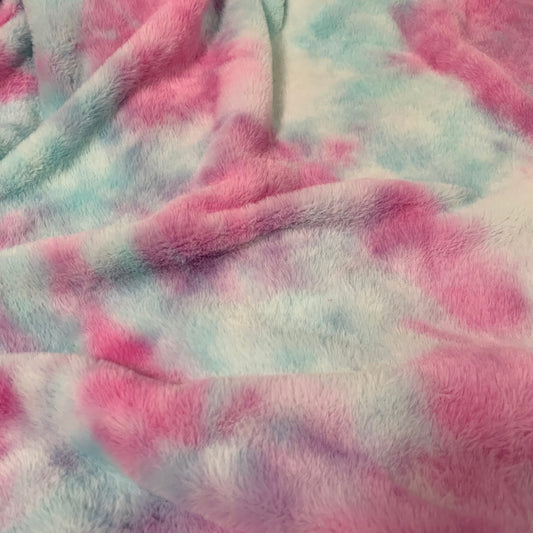 #2 Tie Dye Faux Rabbit Fur Fluffy Plush Two Way Stretch Polyester Fabric SUPER SOFT
