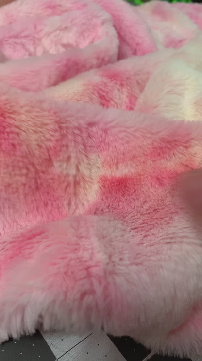 #6 Tie Dye Faux Rabbit Fur Fluffy Plush Two Way Stretch Polyester Fabric SUPER SOFT