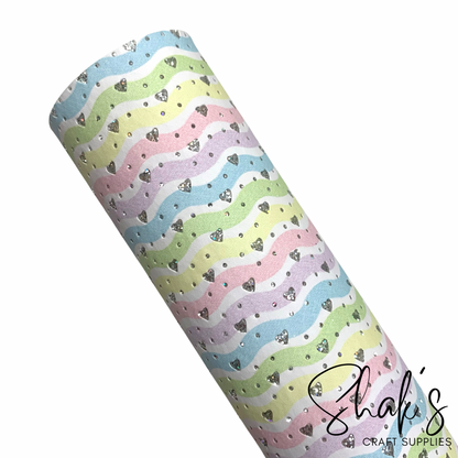 Glitter Embossed Hearts Printed Faux Leather Sheet