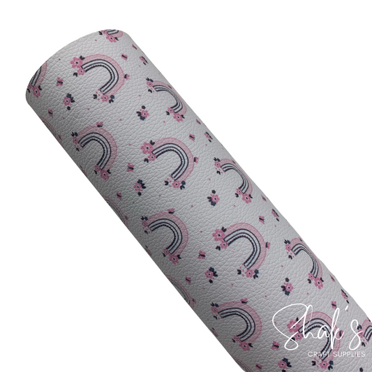 Floral Rainbows Pebble Vegan Leather Sheet