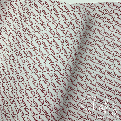 Baseball Hearts Print Pebble Vegan Leather