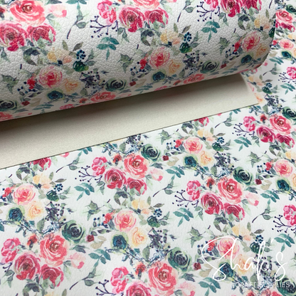 Floral Print Pebble Vegan Leather Sheet