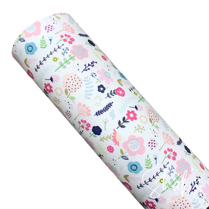 Floral Print Pebble Vegan Leather Sheet