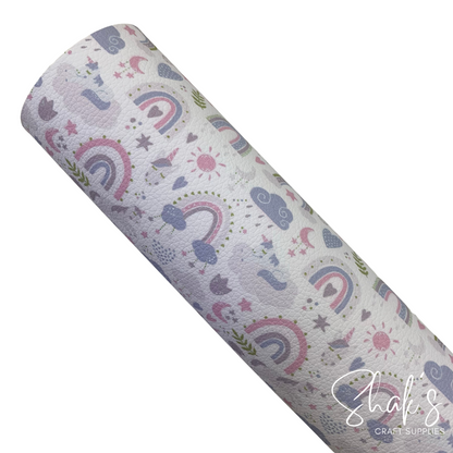 Rainbows Muted Colors Pebble Vegan Leather Sheet