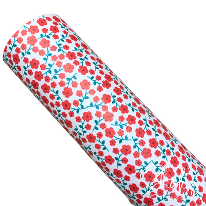 Floral Print Pebble Vegan Leather Sheet