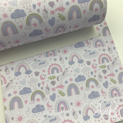 Rainbows Muted Colors Pebble Vegan Leather Sheet