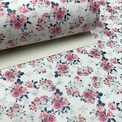 Floral Print Pebble Vegan Leather Sheet
