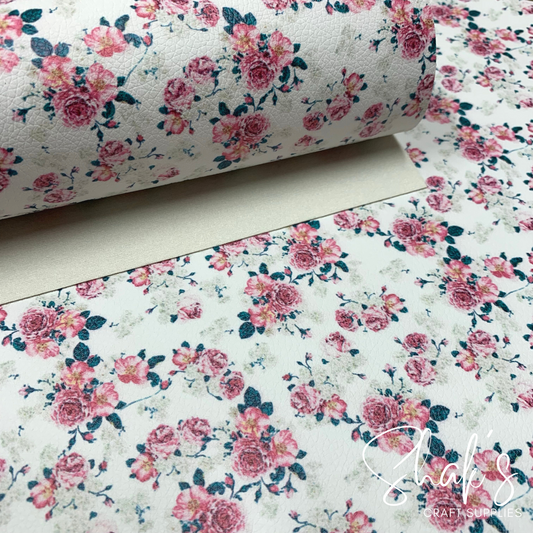 Floral Print Pebble Vegan Leather Sheet