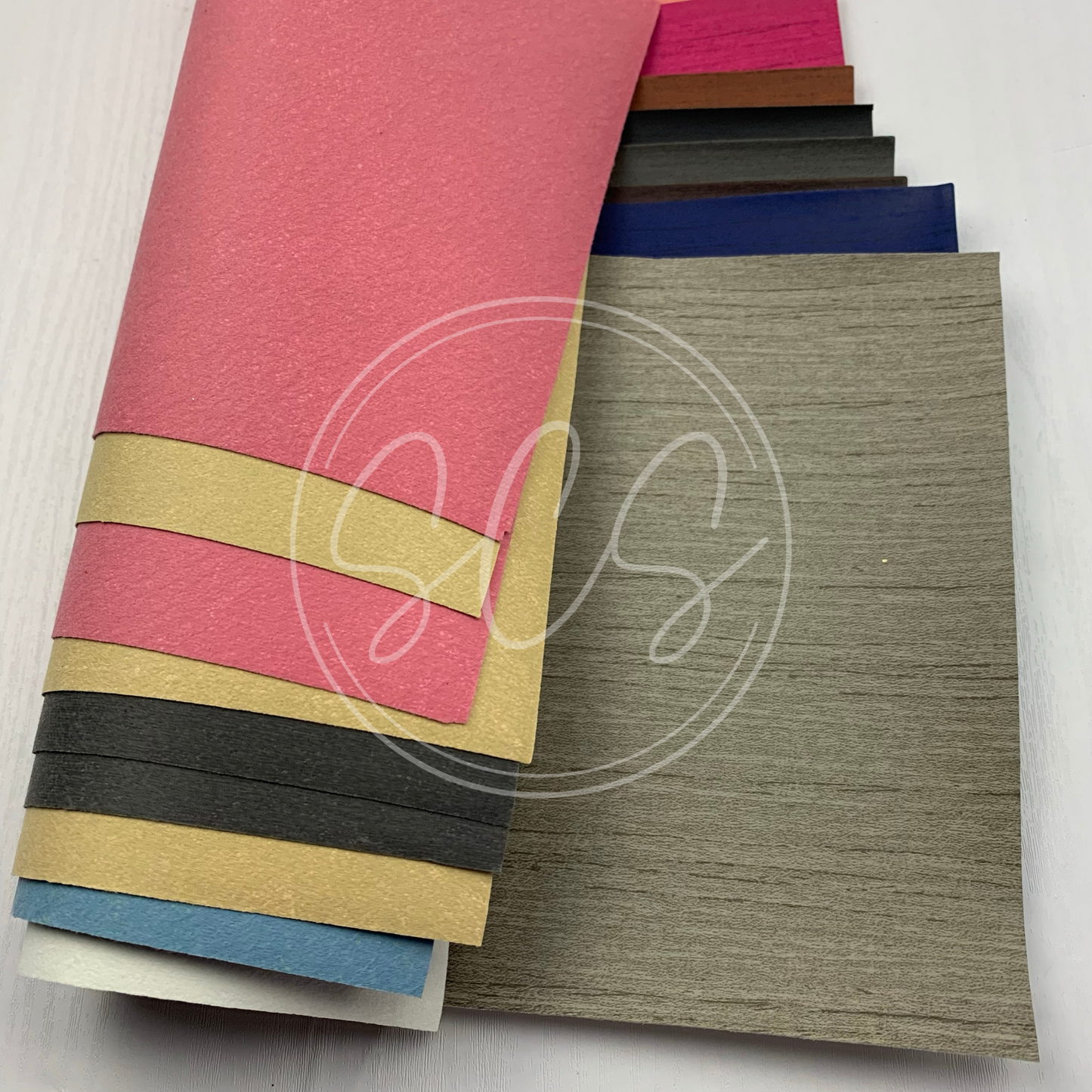 Wood Grain Smooth  Faux Leather Fabric Sheets
