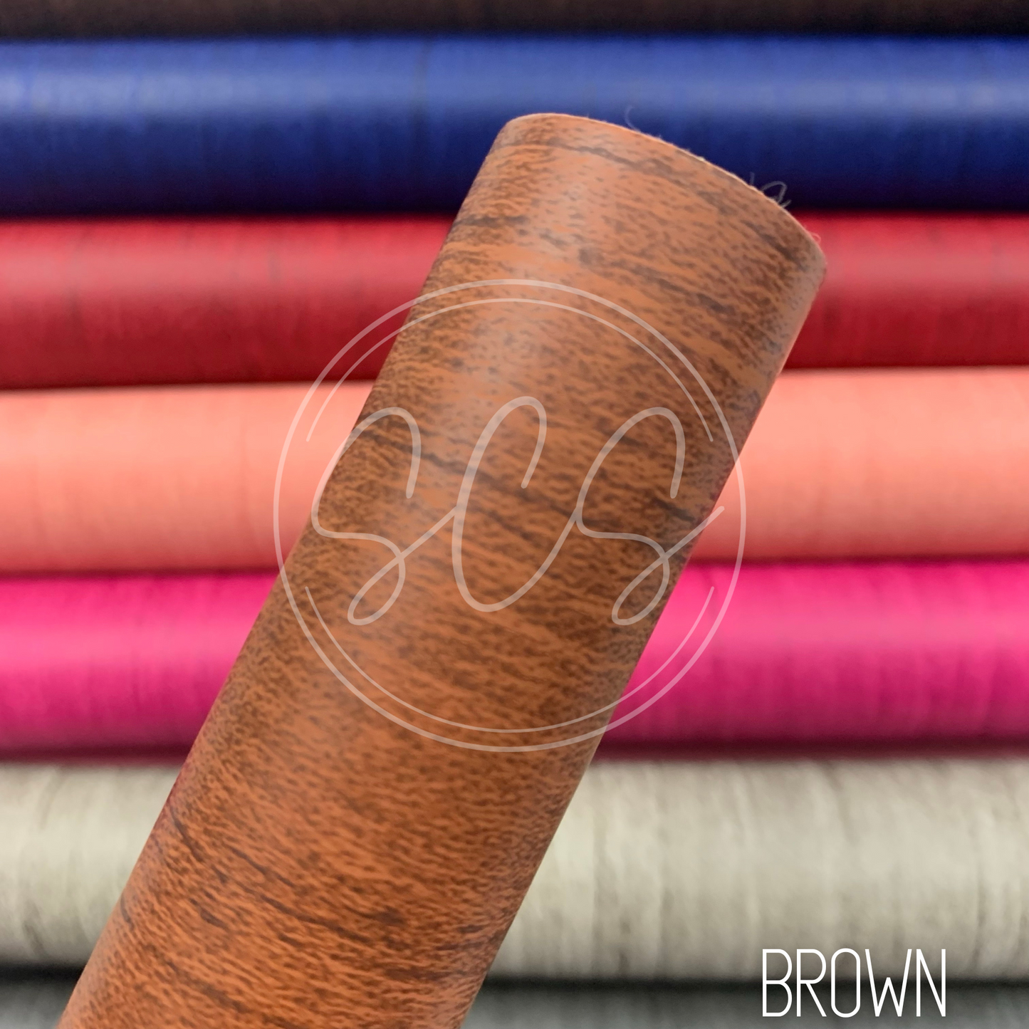 Wood Grain Smooth  Faux Leather Fabric Sheets