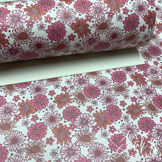 Florals Print Pebble Vegan Leather Sheet