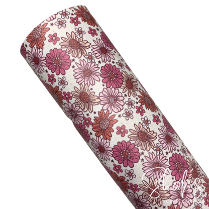Florals Print Pebble Vegan Leather Sheet