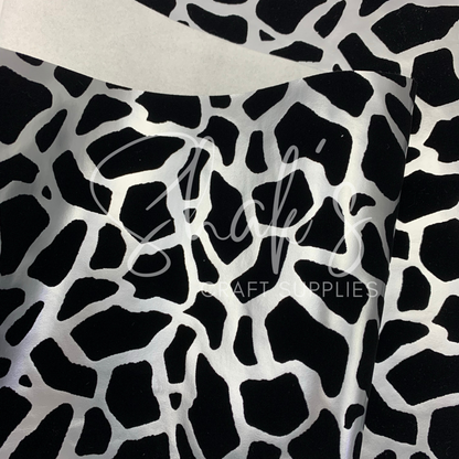 Zebra and Giraffe Velvet Embossed Vinyl Faux Leather 1/2 Yard Rolls