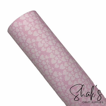 Pink Hearts Pebbled Vegan Leather Sheet