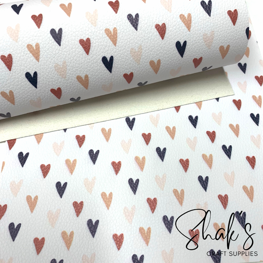 Boho Hearts Pebbled Vegan Leather Sheet