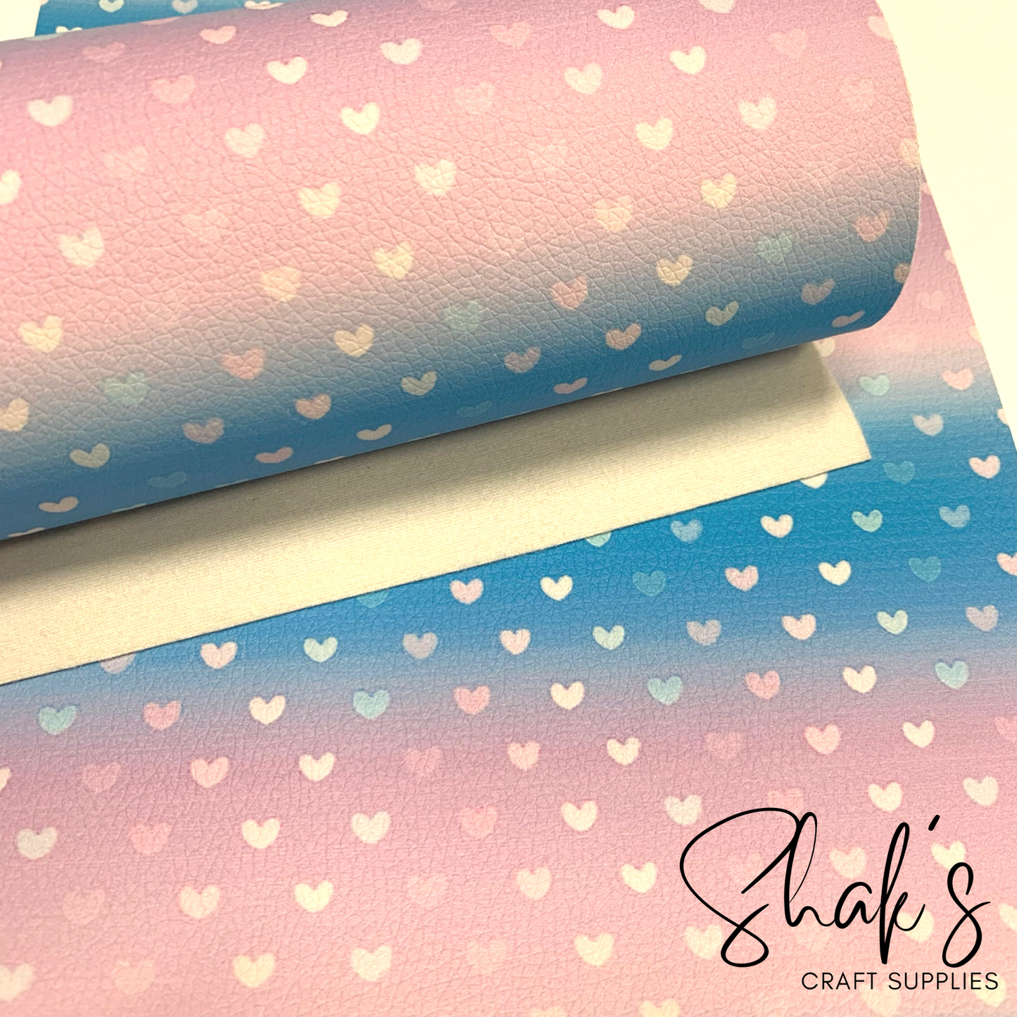 Hearts Multicolor Ombre Pebbled Vegan Leather Sheet