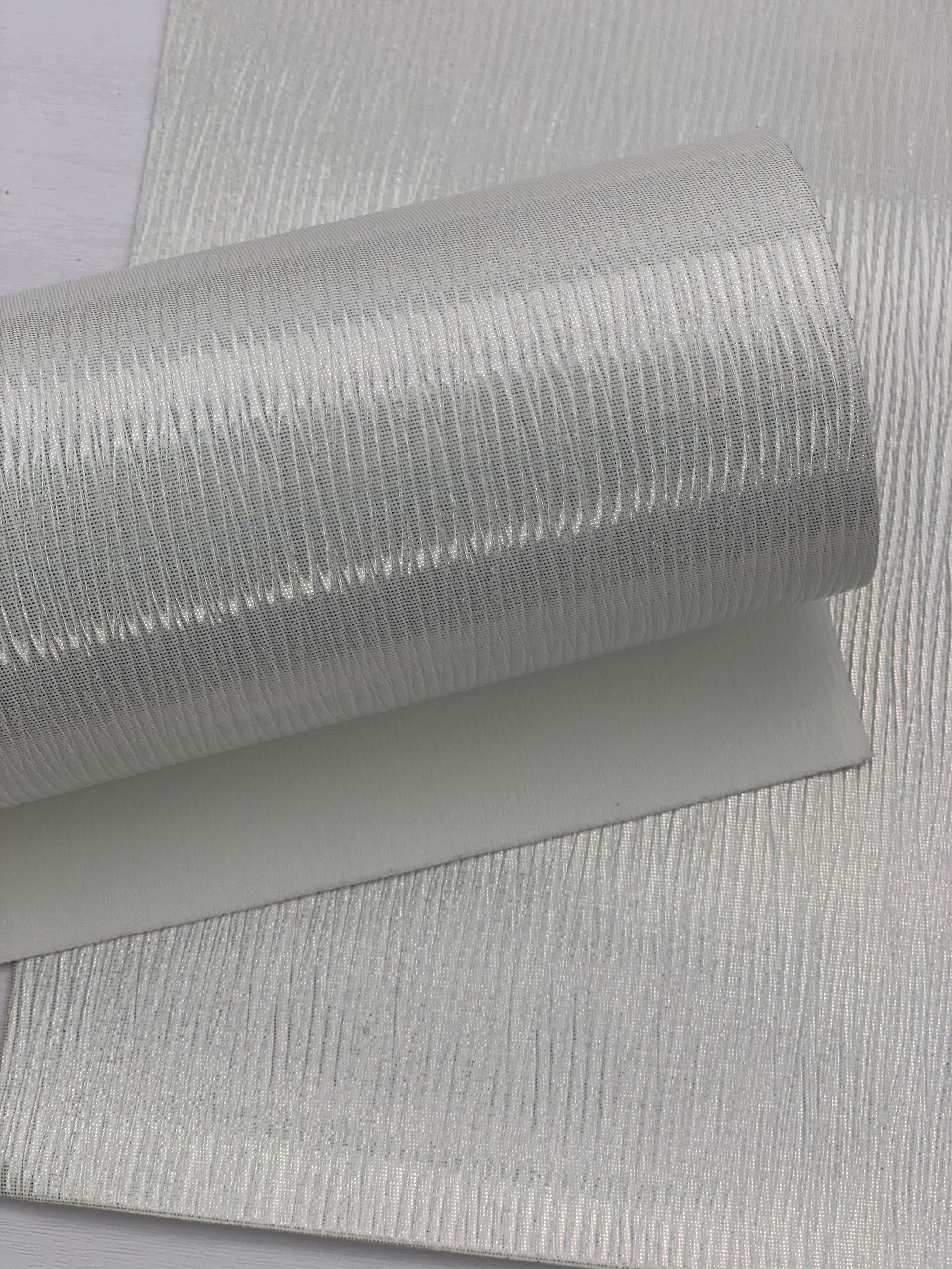 White Ridged Glossy Textured Embossed Faux Leather Sheet