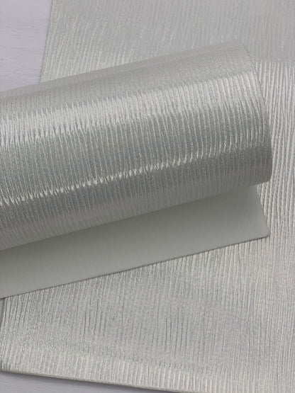 White Ridged Glossy Textured Embossed Faux Leather Sheet