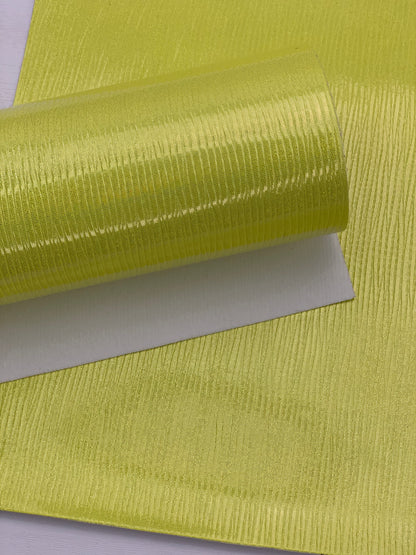 Yellow Ridged Glossy Textured Embossed Faux Leather Sheet