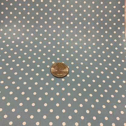 Light Blue Polka Dots Soft Faux Leather