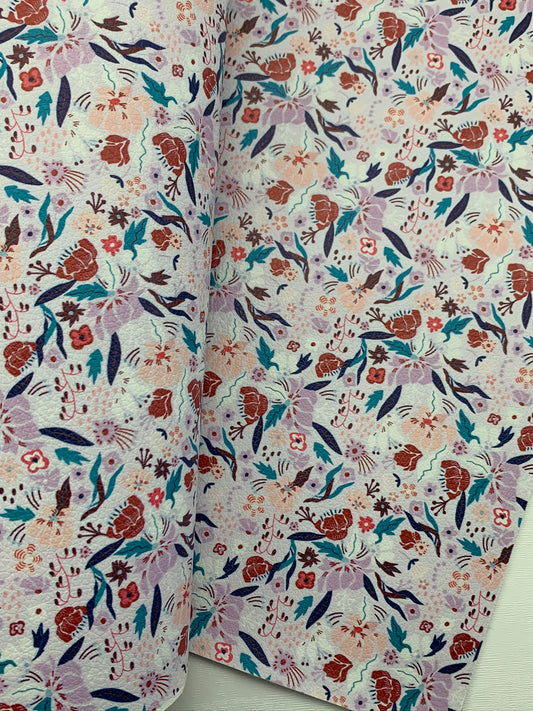 Floral Pebble Vegan Leather Sheet