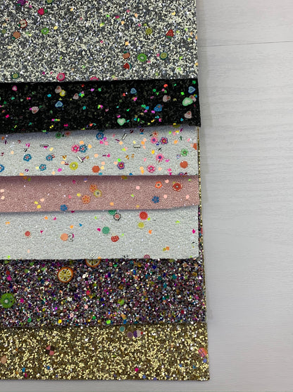 White Mixed Flower Clays Chunky Glitter Canvas Sheet